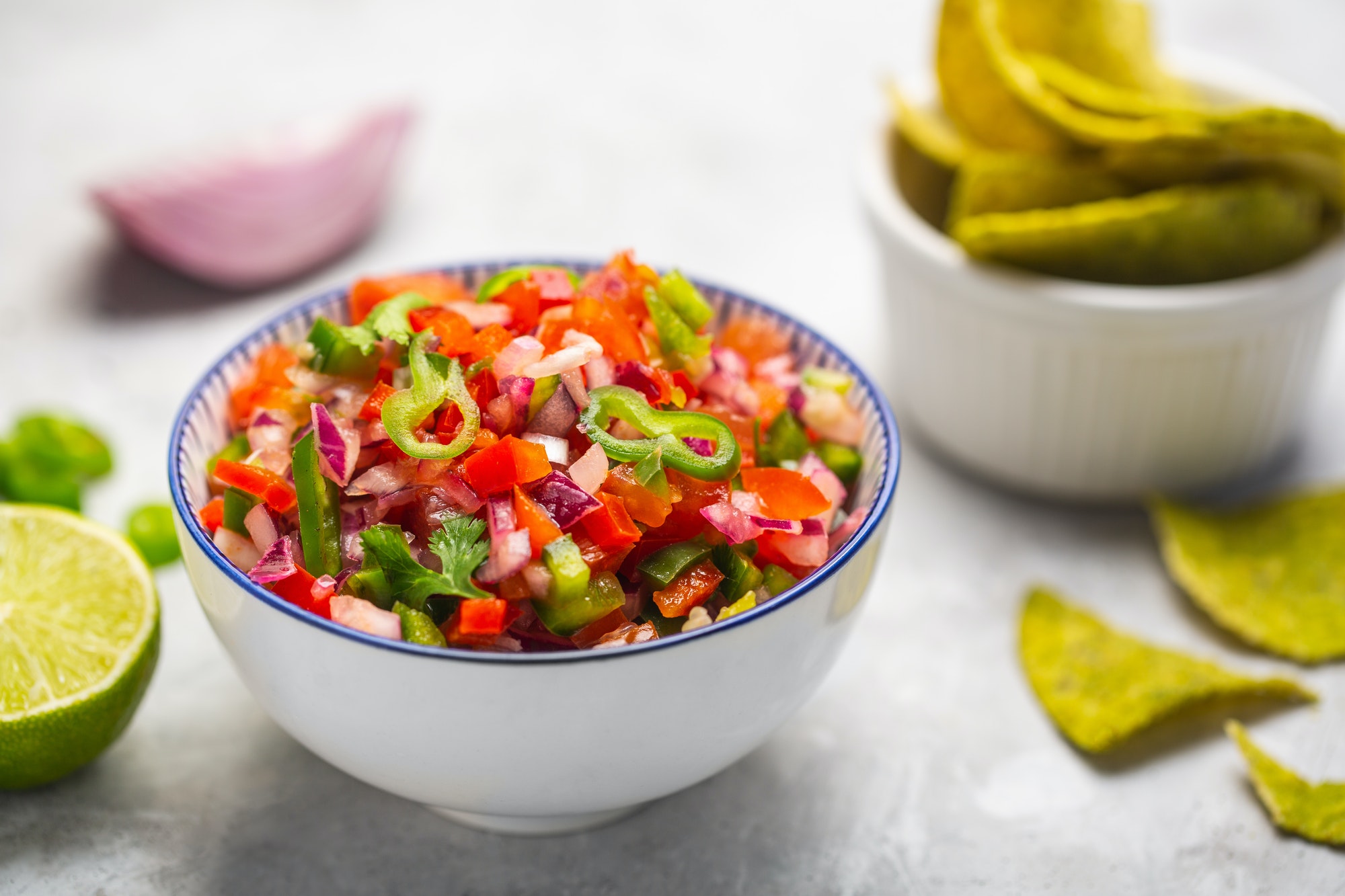 Homemade salsa pico de gallo, mexican cuisine